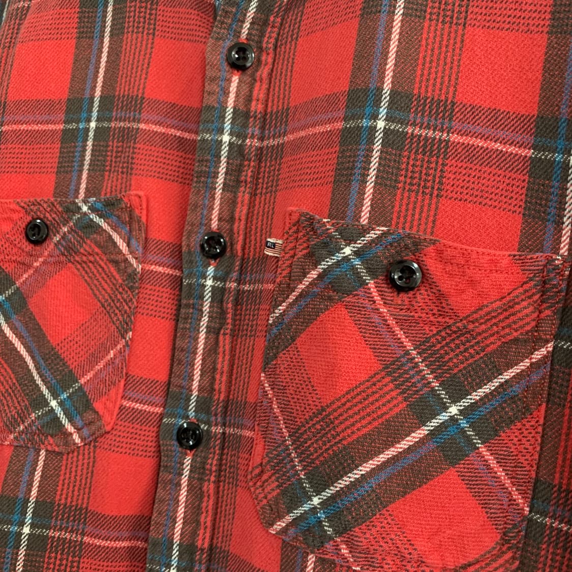 M 폴로 진스 슬림핏 빈티지 플란넬 체크 더블 포켓 셔츠 상품이미지3