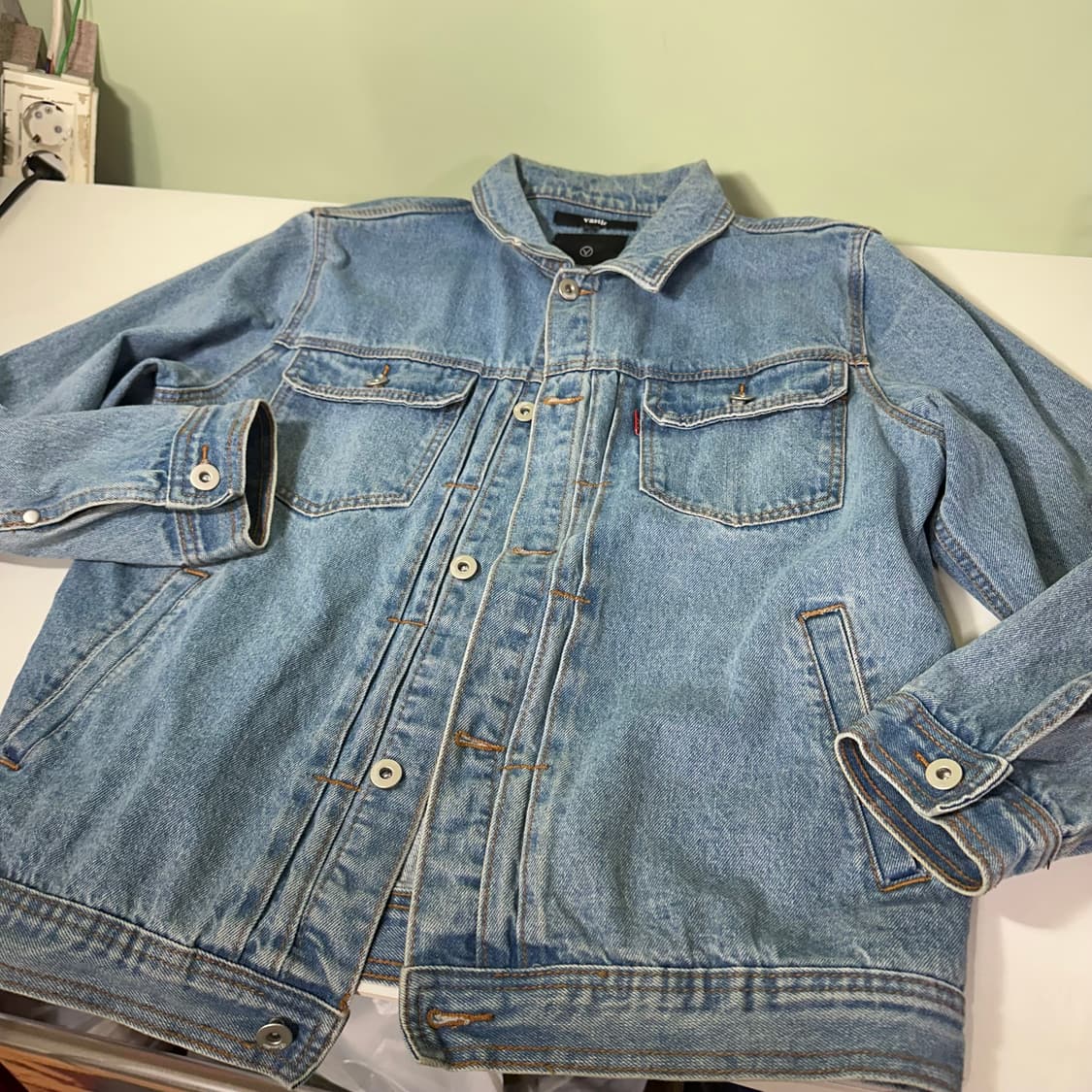 L-XL 바스틱 빈티지워시드 워크 청자켓 데님 트러커자켓 상품이미지3