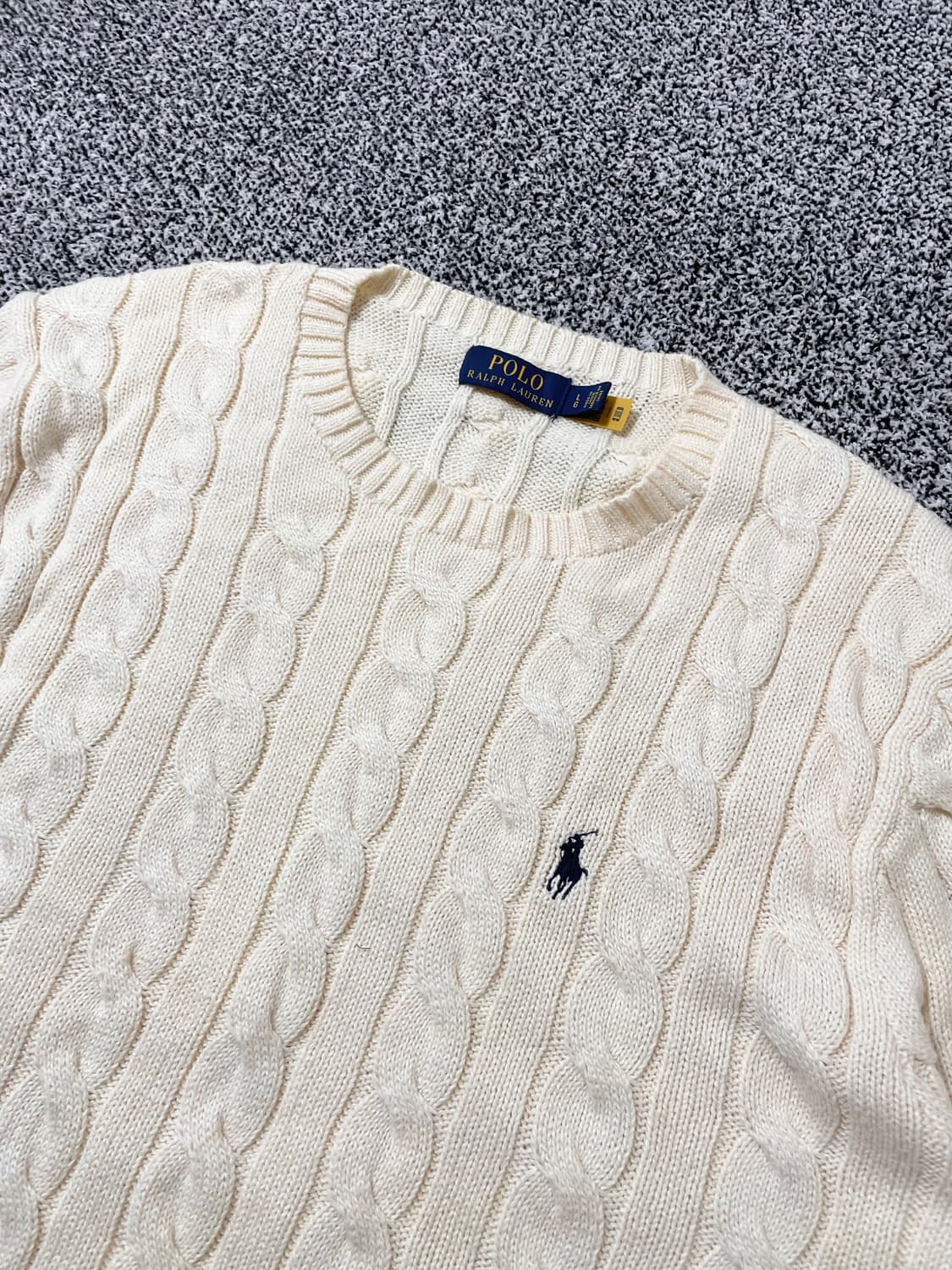빈티지9. 폴로랄프로렌 케이블 니트 코튼 스웨터 꽈배기 크림 아이보리 상품이미지2