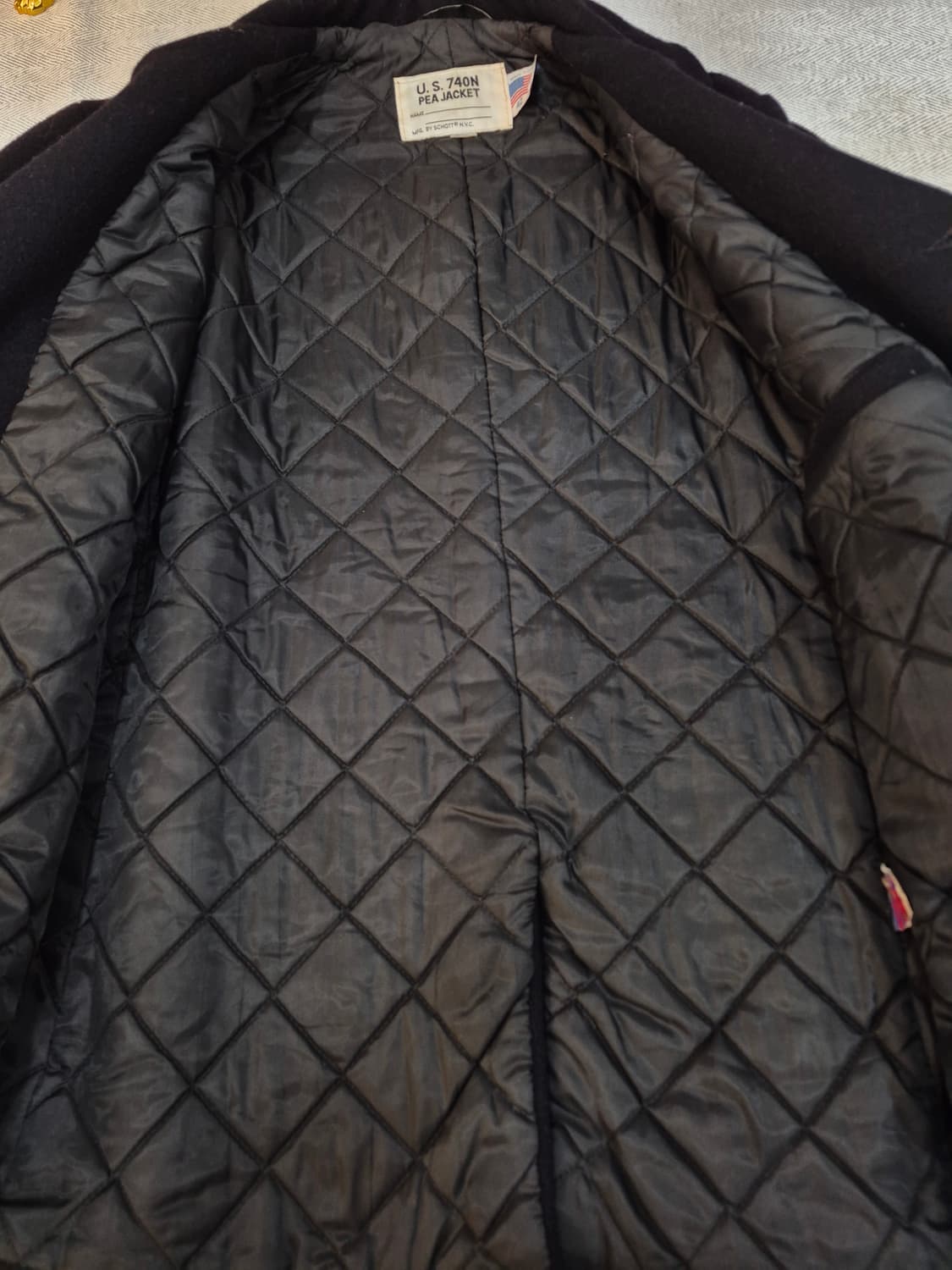 Schott 740N 오리지날 해군 멜톤울 퀄팅 피코트 남성 100105 상품이미지5