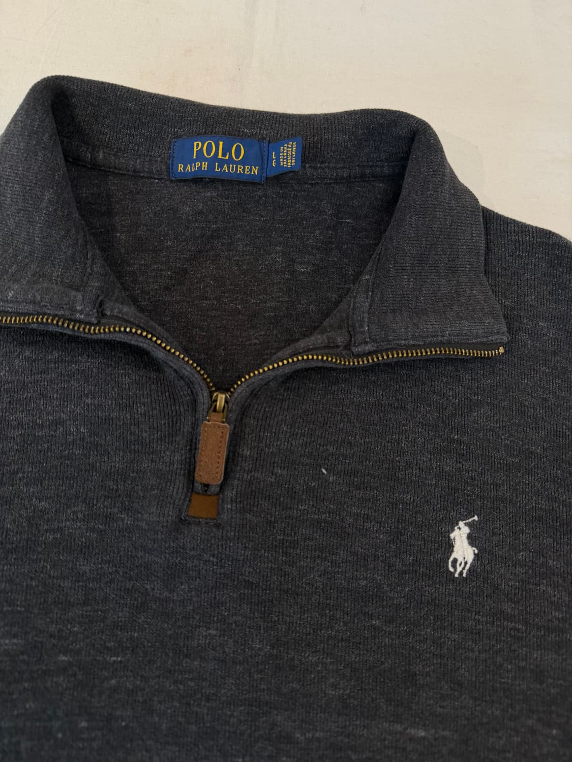 폴로 랄프로렌 반집업 코튼 니트 차콜 그레이 상품이미지2