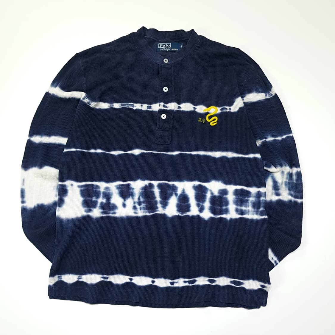 CL122 M 폴로 랄프로렌 00s 스네이크 자수 & 타이다이 와플 헨 상품이미지1