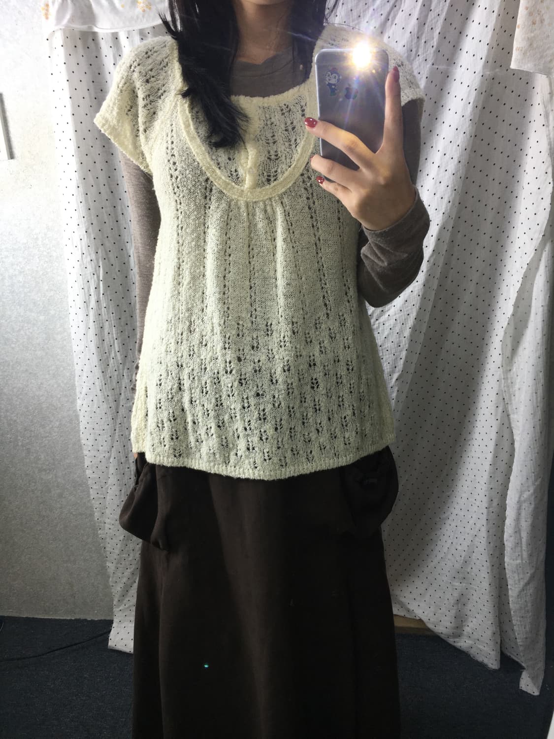 아이보리 반소매 니트 상품이미지3