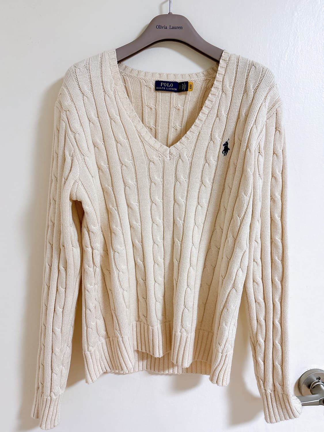 폴로 랄프로렌 케이블 니트 아이보리 브이넥 s사이즈 상품이미지1