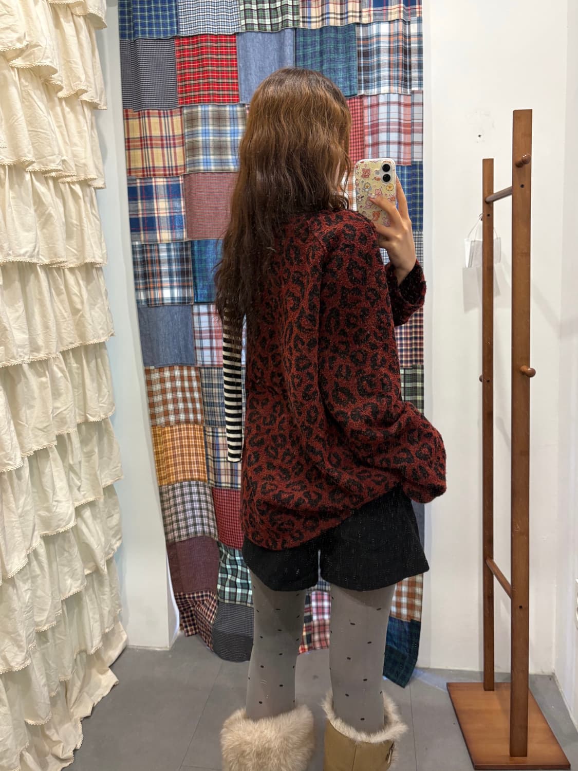 니들스 호피 부클 가디건 상품이미지5