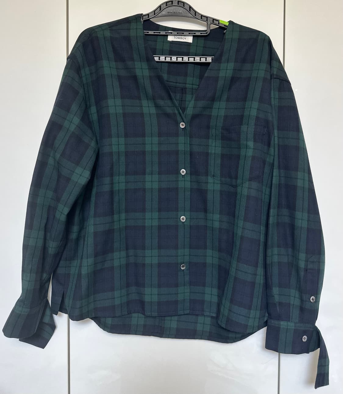 톰보이 그린 체크 셔츠 블라 상품이미지1