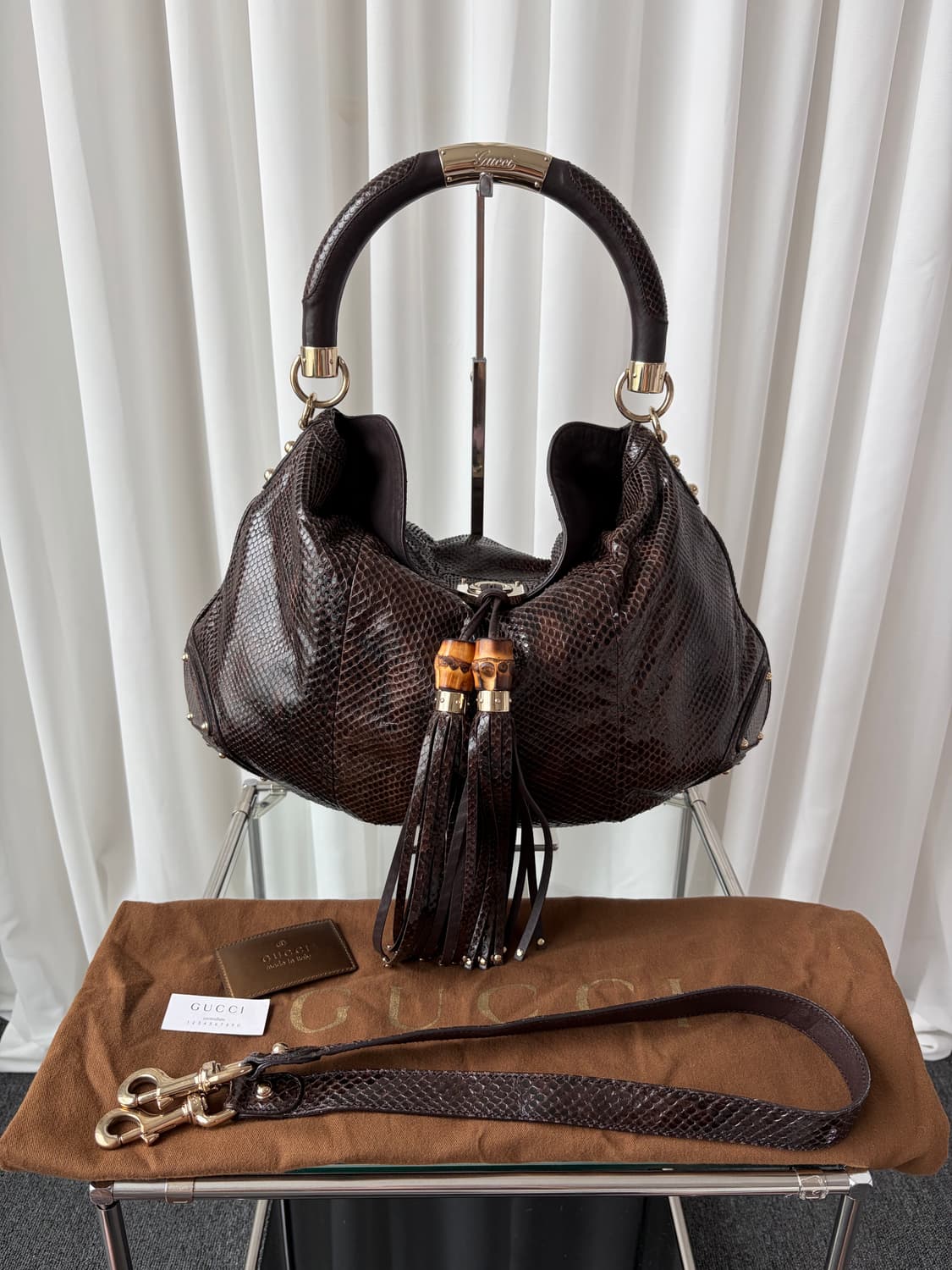 Rare 구찌 파이톤 인디백 상품이미지4