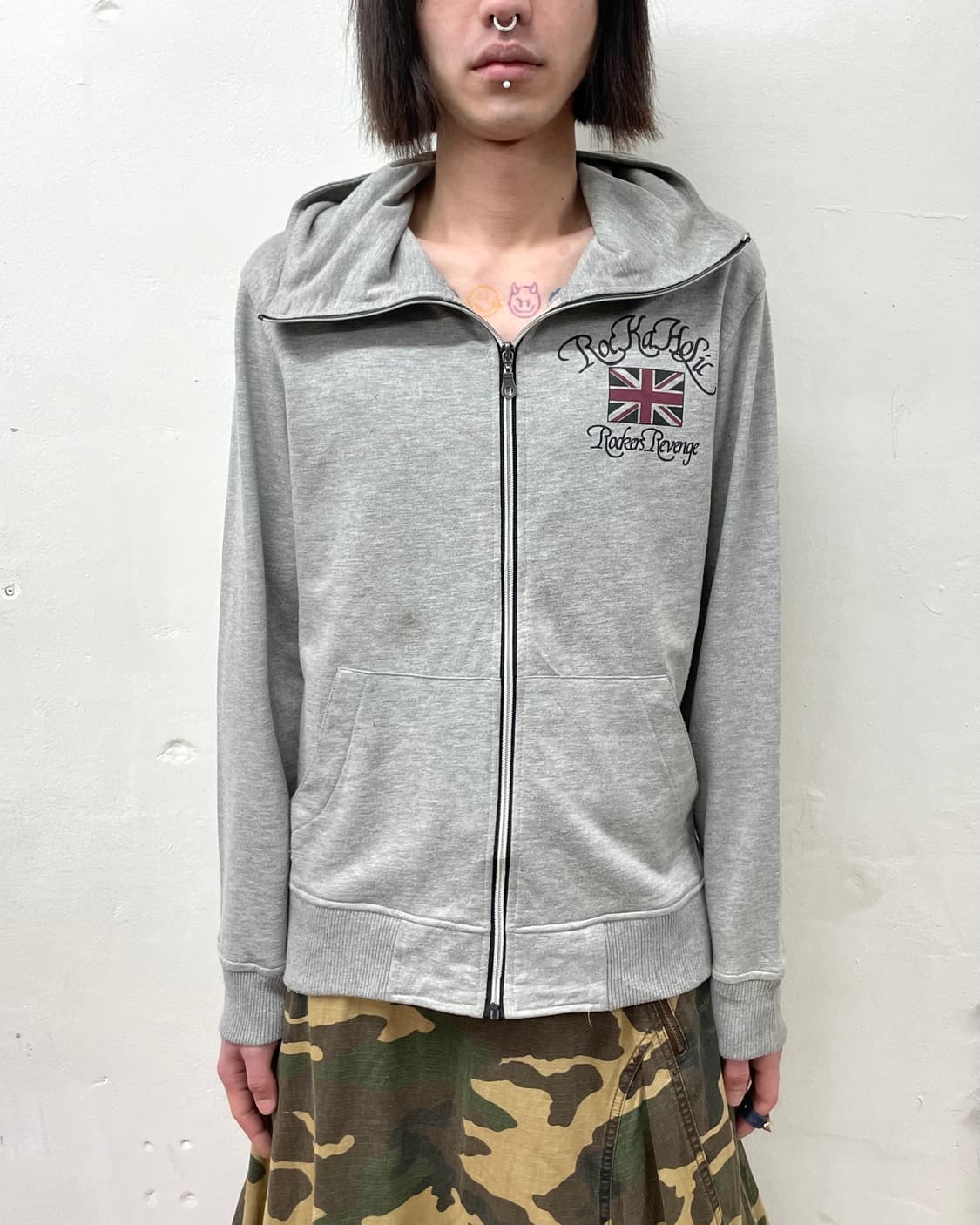  American flag high neck gray hooded 상품이미지1