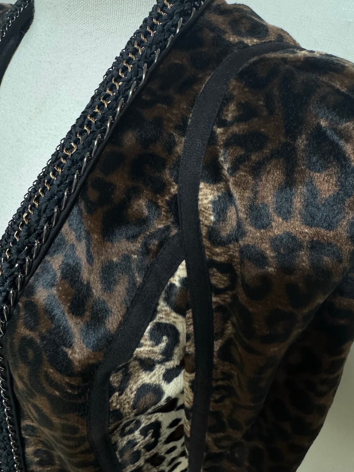 레오파드 송치 벨벳 체인 자켓 상품이미지4