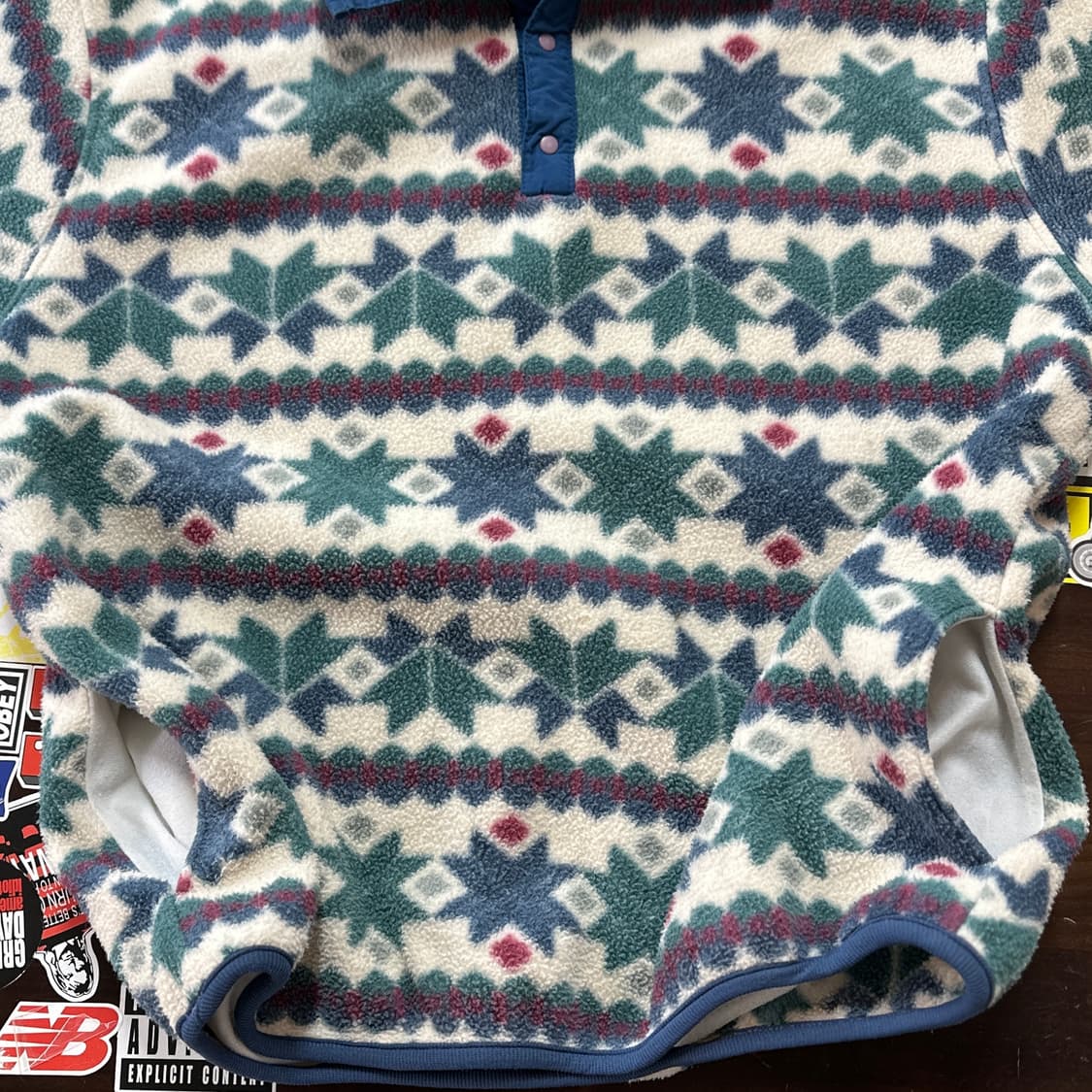 80s USA 엘엘빈 패턴 후리스 스냅티 100 상품이미지4