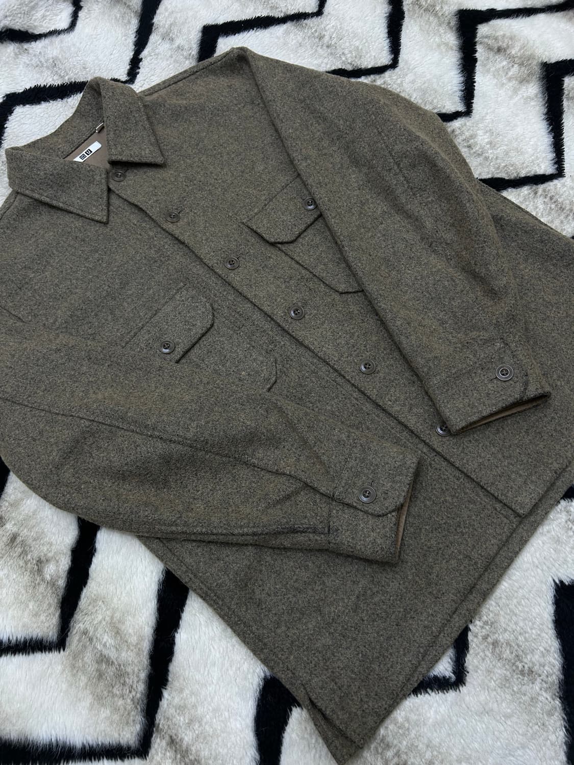 [L]유니클로U 투포켓 울 블렌드 셔츠 자켓 상품이미지2