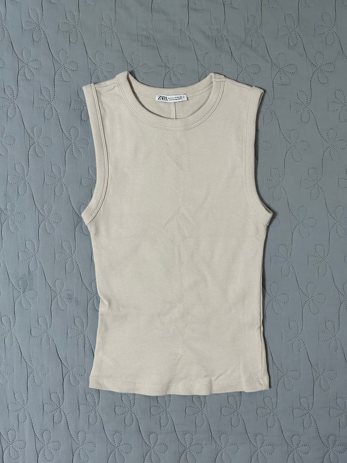 자라 zara 민소매 나시 슬리브리스 리브드티셔츠 4424/802/711 상품이미지1