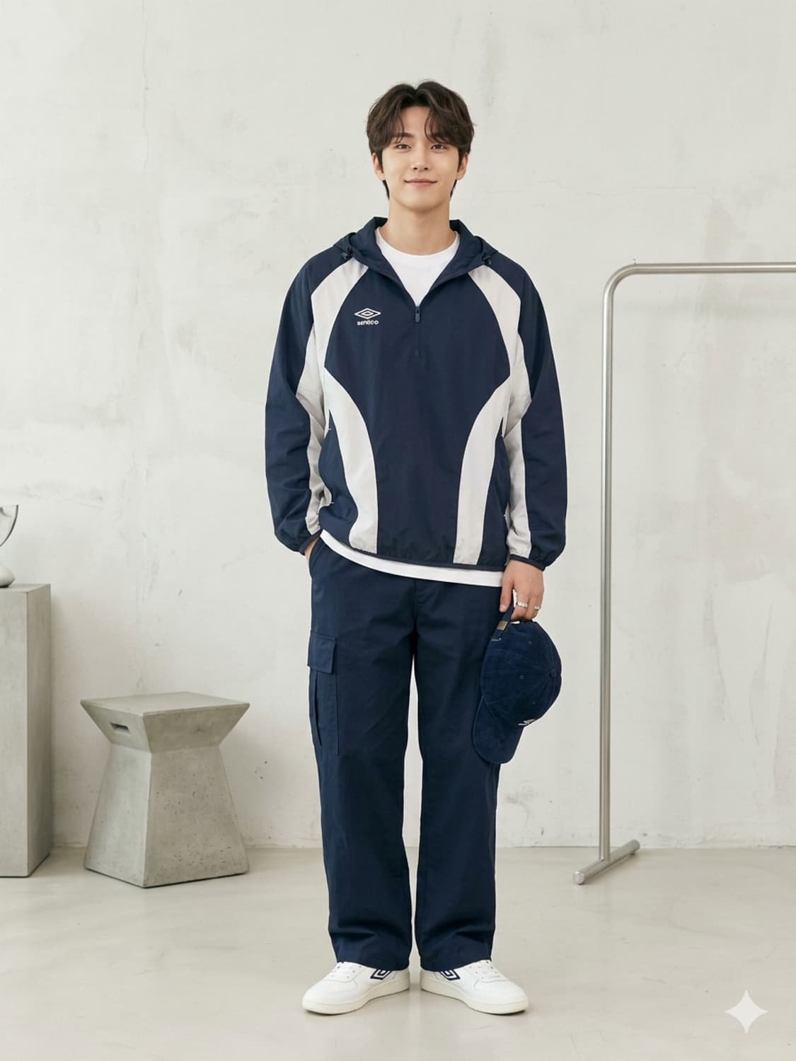 엄브로(UMBRO) 하프집업 배색 바람막이 아노락 상품이미지1