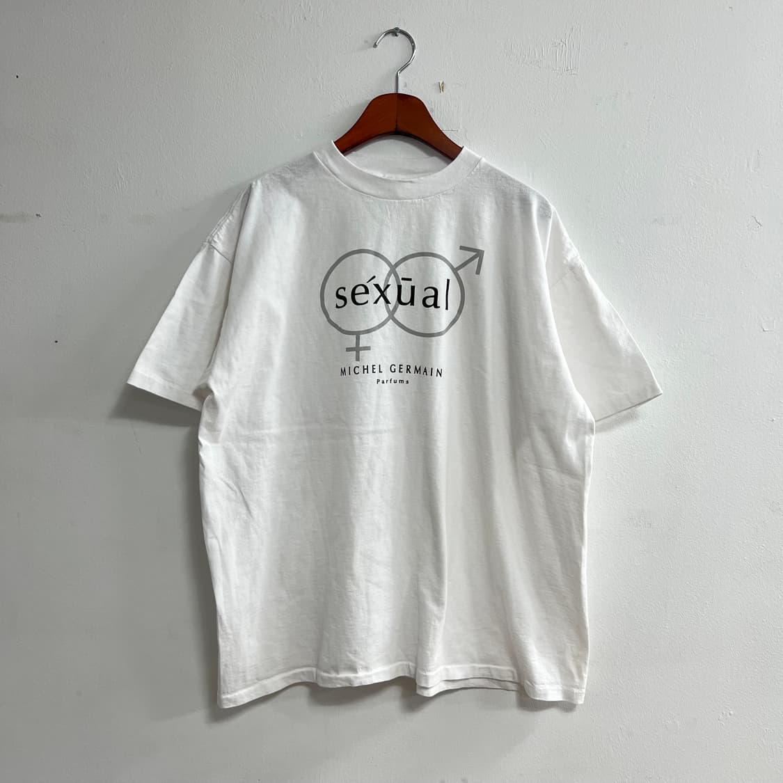 빈티지 90s 미셸 제르망 Sexual 화이트 반팔 티셔츠 상품이미지1