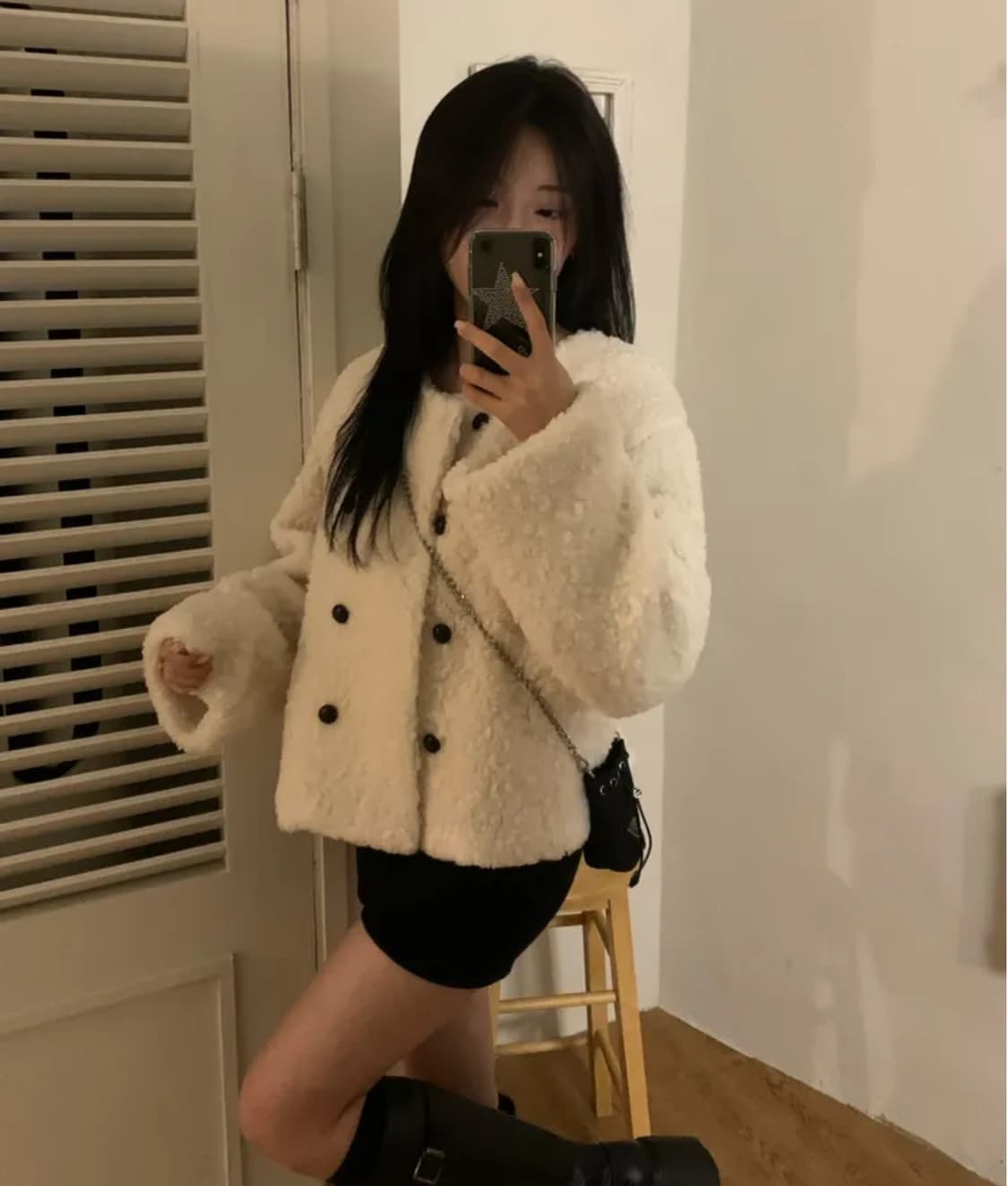 양털 라운드 퍼자켓 피코트 숏코트 빈티지 핀터레스트  상품이미지2