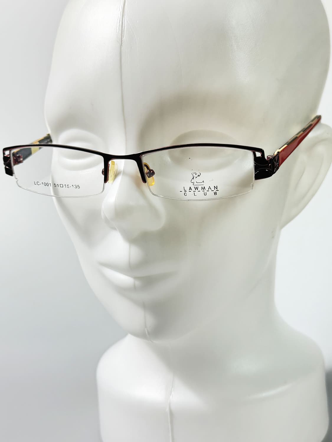 90s 일본제 LAW MAN CLUB 스퀘어 반무테 빈티지 안경 상품이미지8