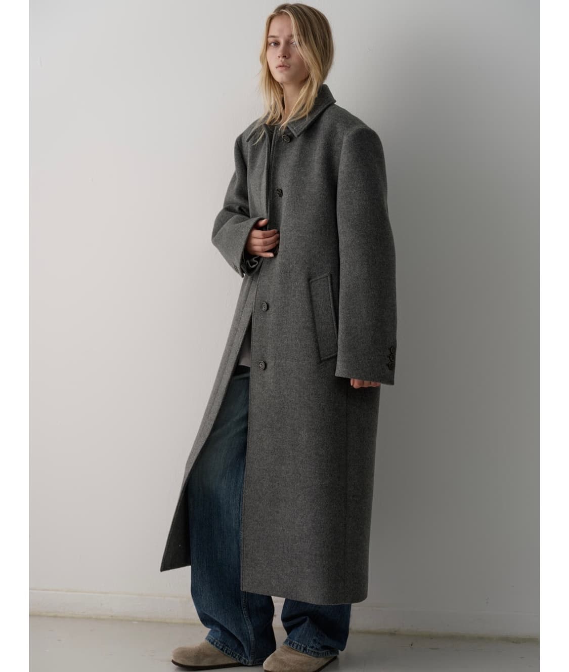 쿨거 에눌 파사드패턴 캐시미어 맥 코트 상품이미지1