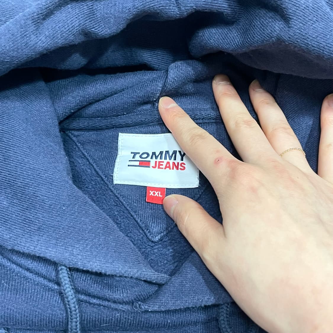 타미진스 시그니처로고 네이비 기모 후드티셔츠 남성XXL 상품이미지4