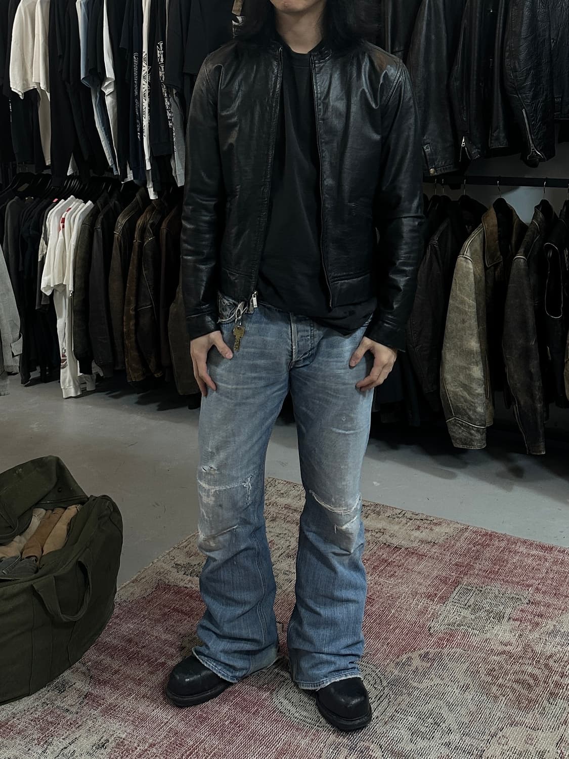 아르마니 레더 카페레이서 자켓 빈티지 레더 자켓 상품이미지3