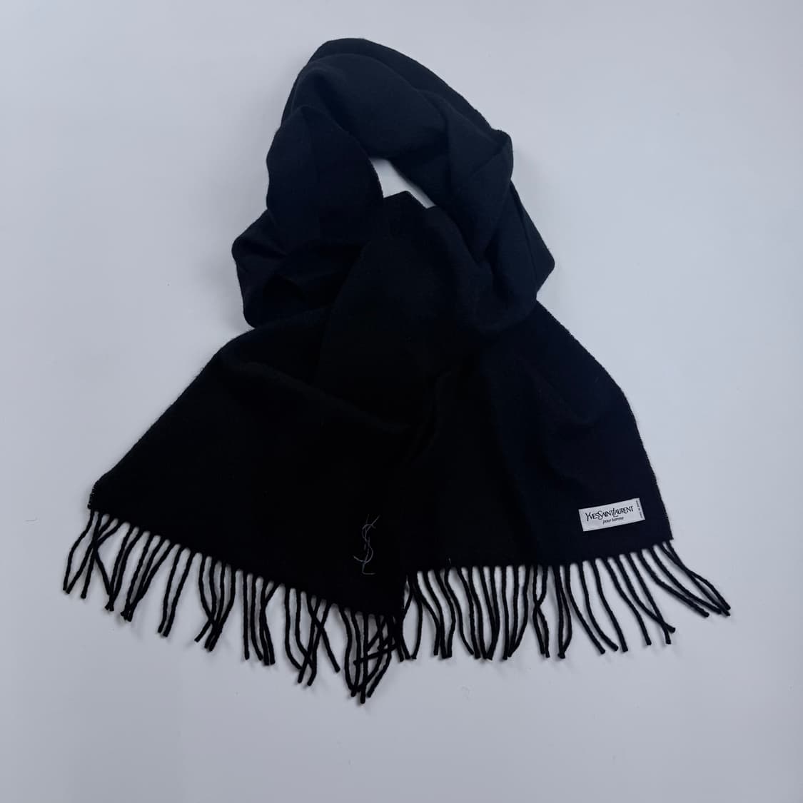 90s ysl 이브생로랑 블랙 울 캐시미어 머플러 상품이미지1