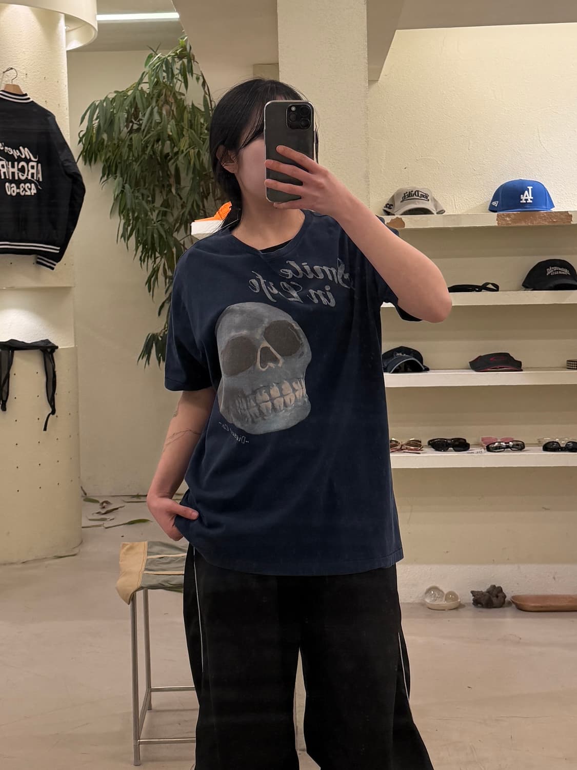 디젤 스컬 프린트 반팔 티셔츠 네이비 U407 상품이미지1