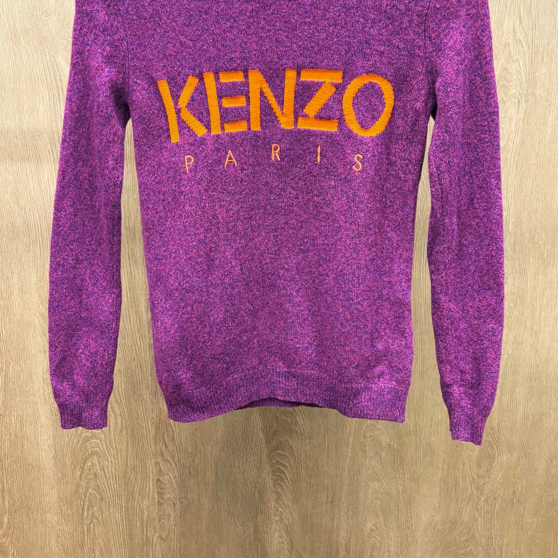 겐조 베이직 라운드넥 긴팔 니트 오렌지 자카드 로고 디테일 멜란지 퍼플 상품이미지5