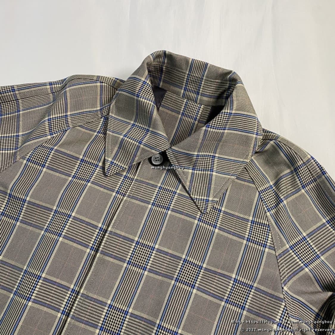 솔리드옴므 블루 체크 트렌치코트 베이지 48 (새상품급) 상품이미지1