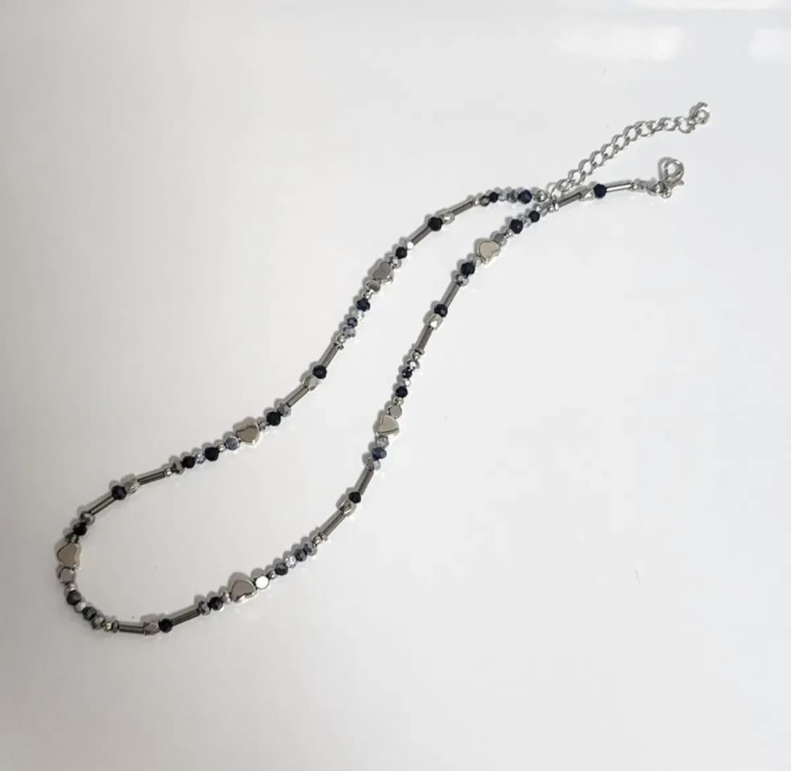 실버 블랙 하트 비즈 목걸이 상품이미지2