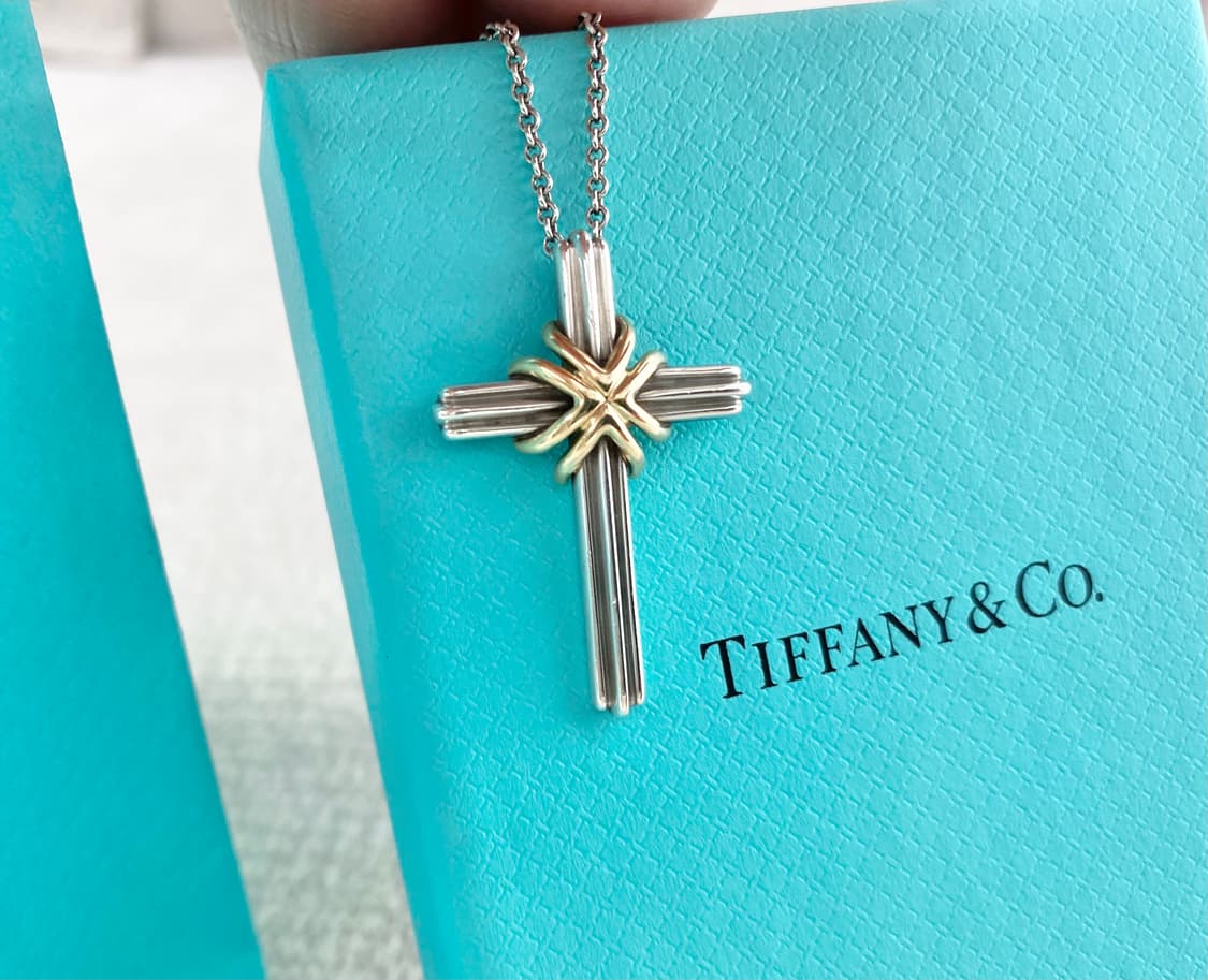 티파니 시그니처 십자가 18k 콤비 실버 목걸이 상품이미지3