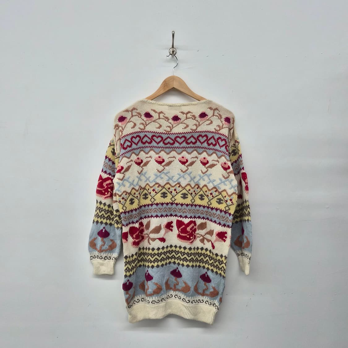 핸드메이드 빈티지 플라워 패턴 니트 여성 L 상품이미지5