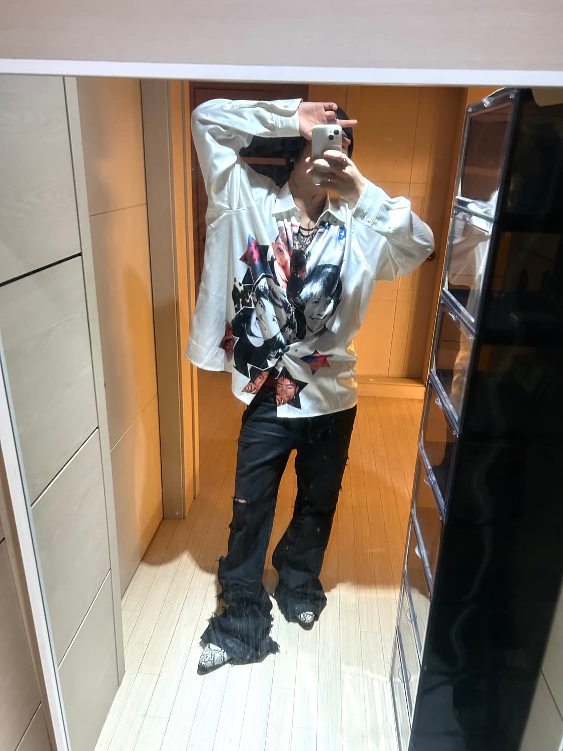 Face Printing Long Sleeve Shirt 상품이미지5