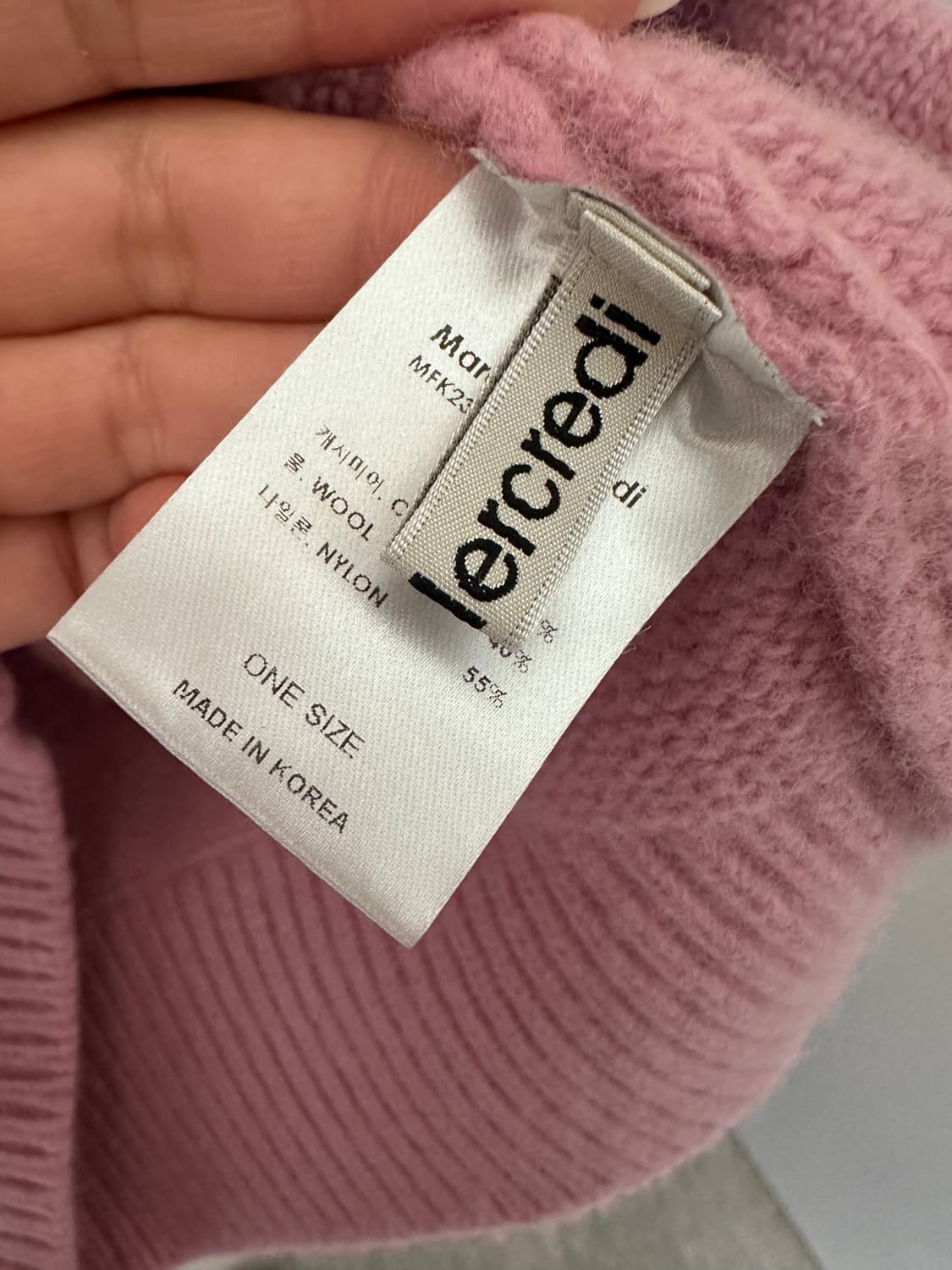 마르디 메크르디 핑크 꽈배기 캐시미어 반집업(프리사이즈) 상품이미지6