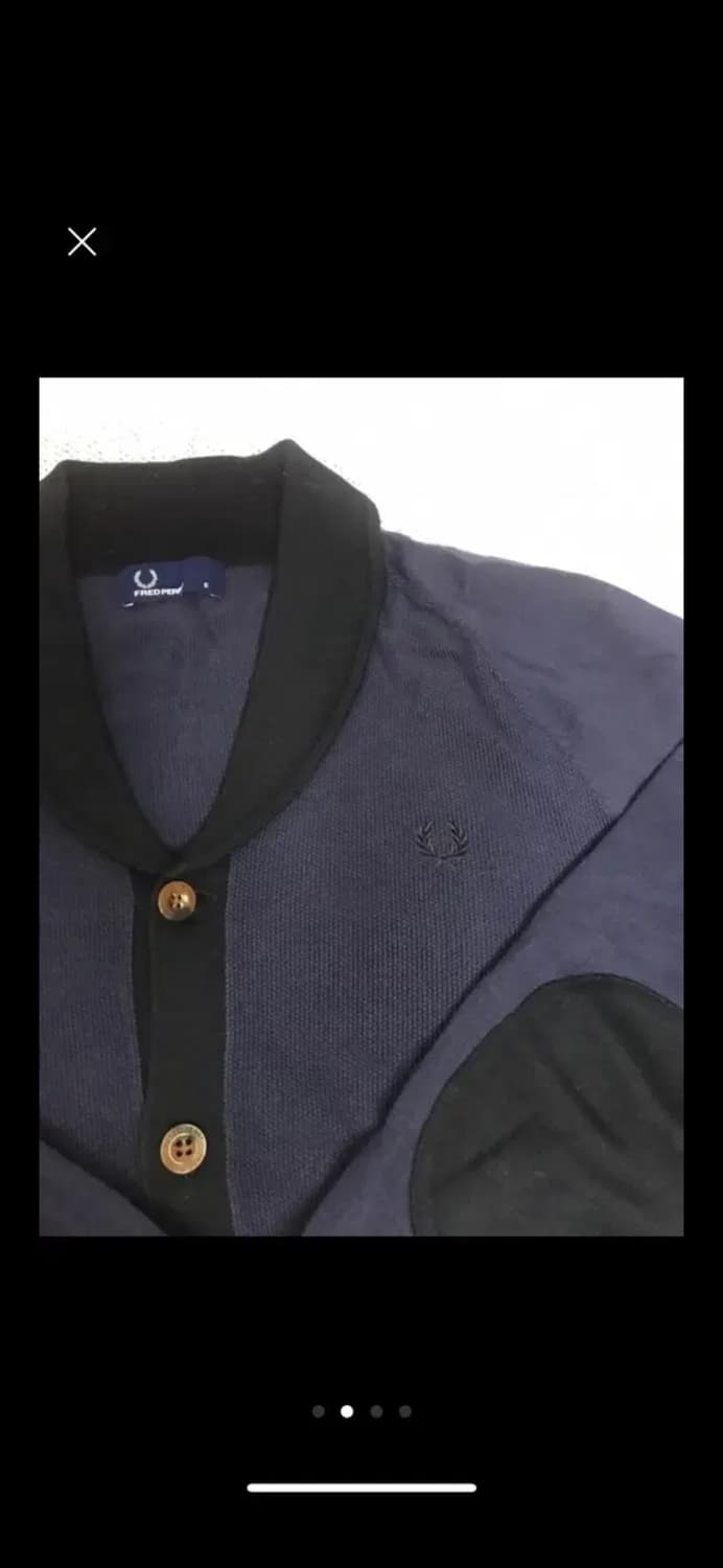 프레드페리 fred perry 네이비 엘보우패치 가디건 S 상품이미지2
