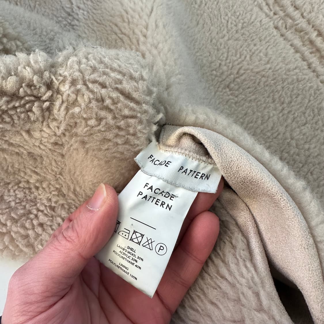 우먼FREE 파사드패턴 램스울 리버시블 숏 후리스 무스탕 상품이미지3