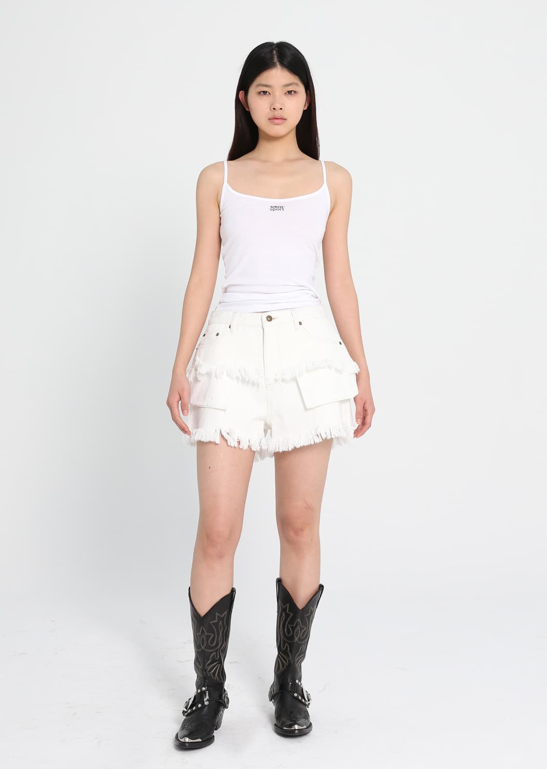 에스이오 포켓 레이어드 데님 쇼츠 에크루 상품이미지4