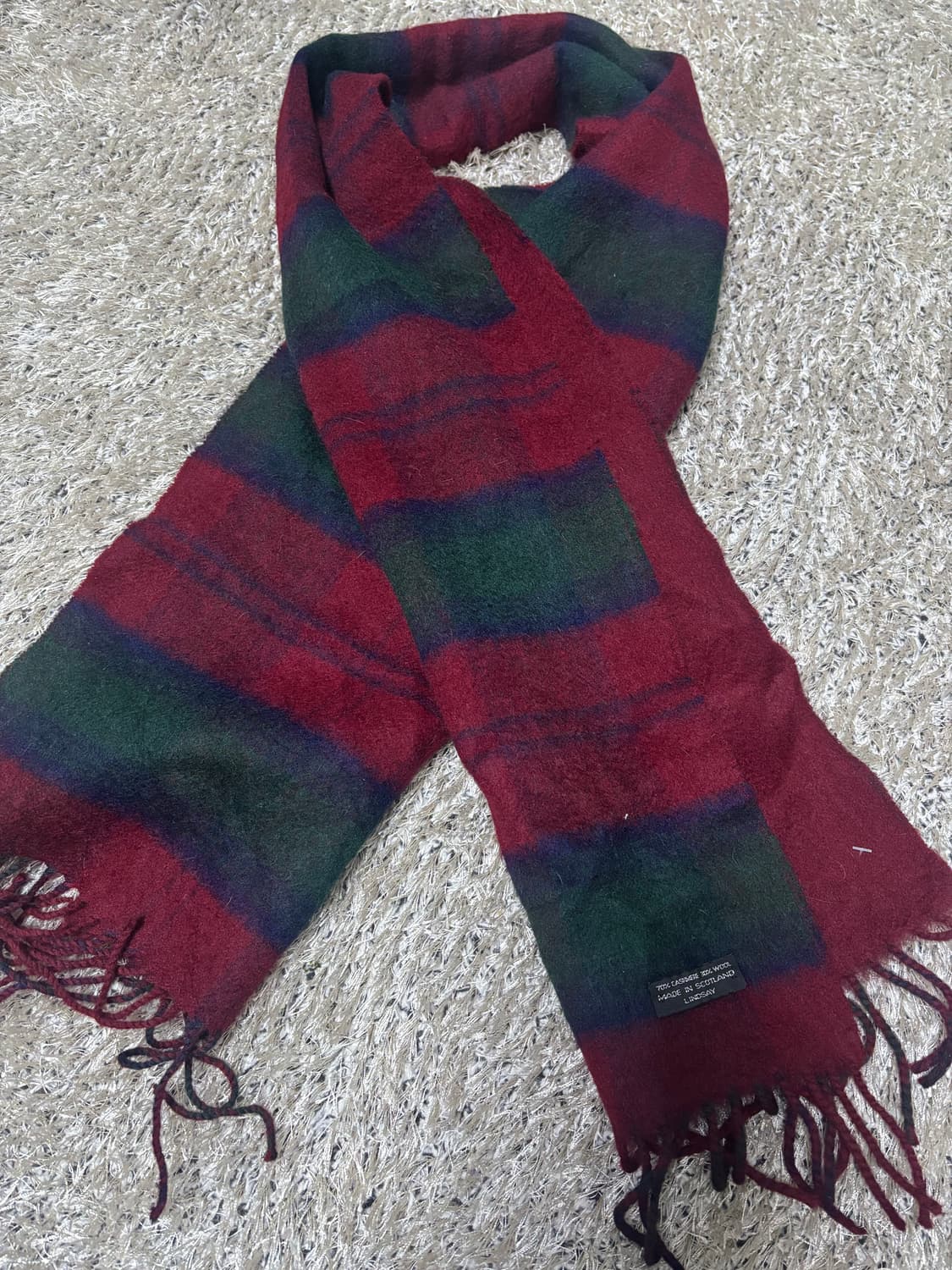스코틀랜드제 체크 캐시미어 목도리 상품이미지1
