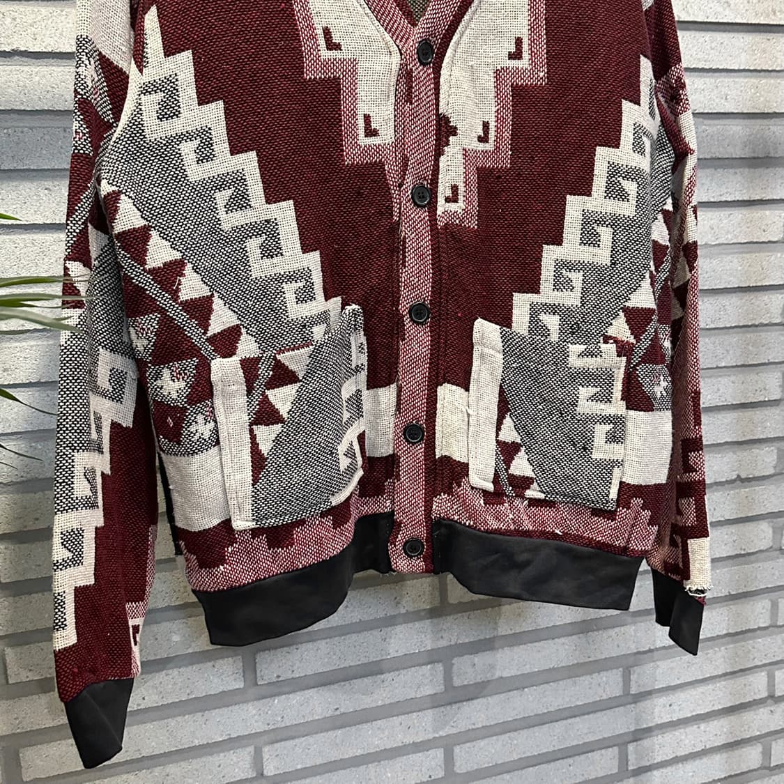 USA VINTAGE 러그 블랭킷 리메이크 가디건 아즈텍 패턴 레드 상품이미지5