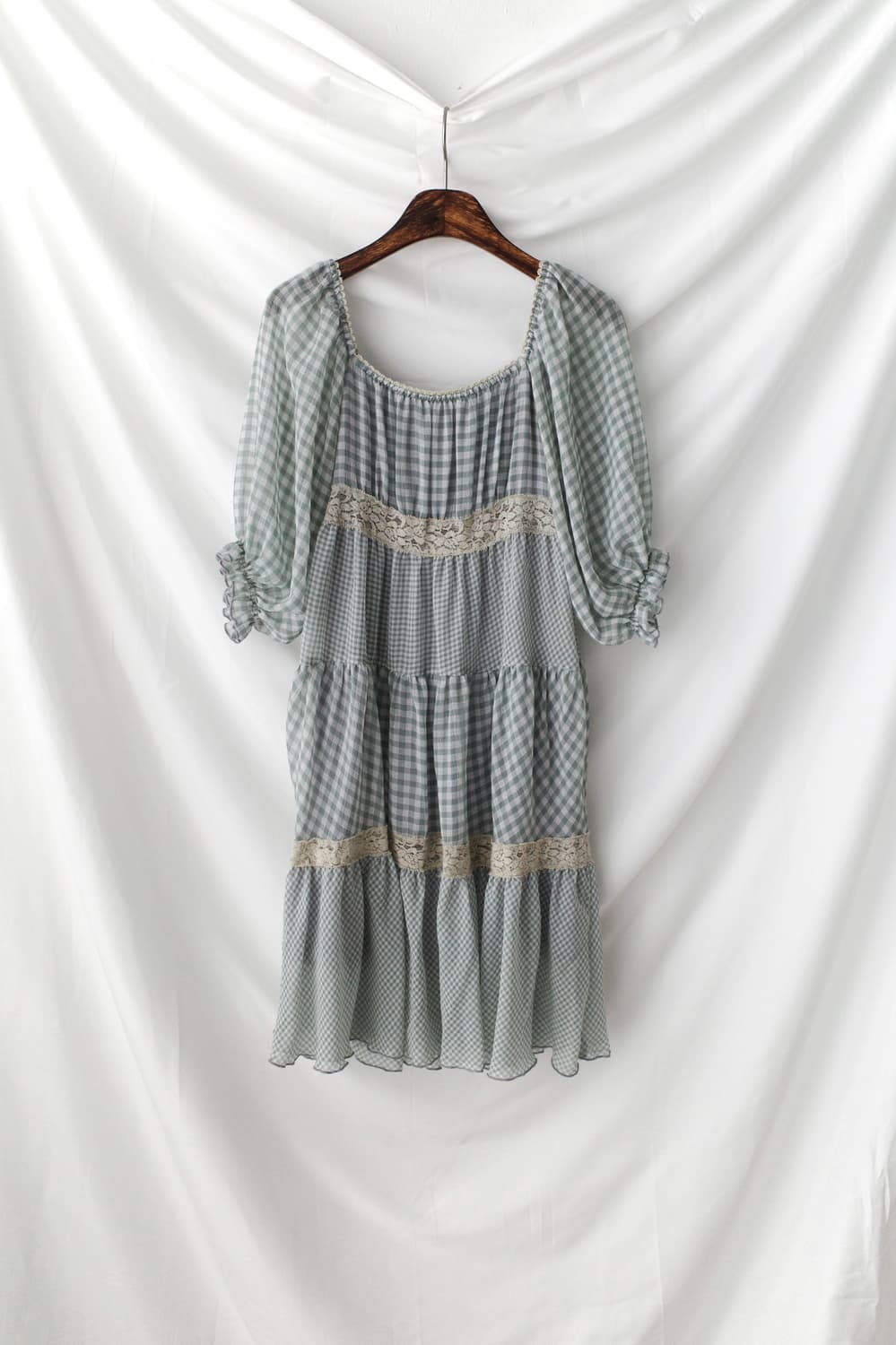 check shirring one-piece  상품이미지1
