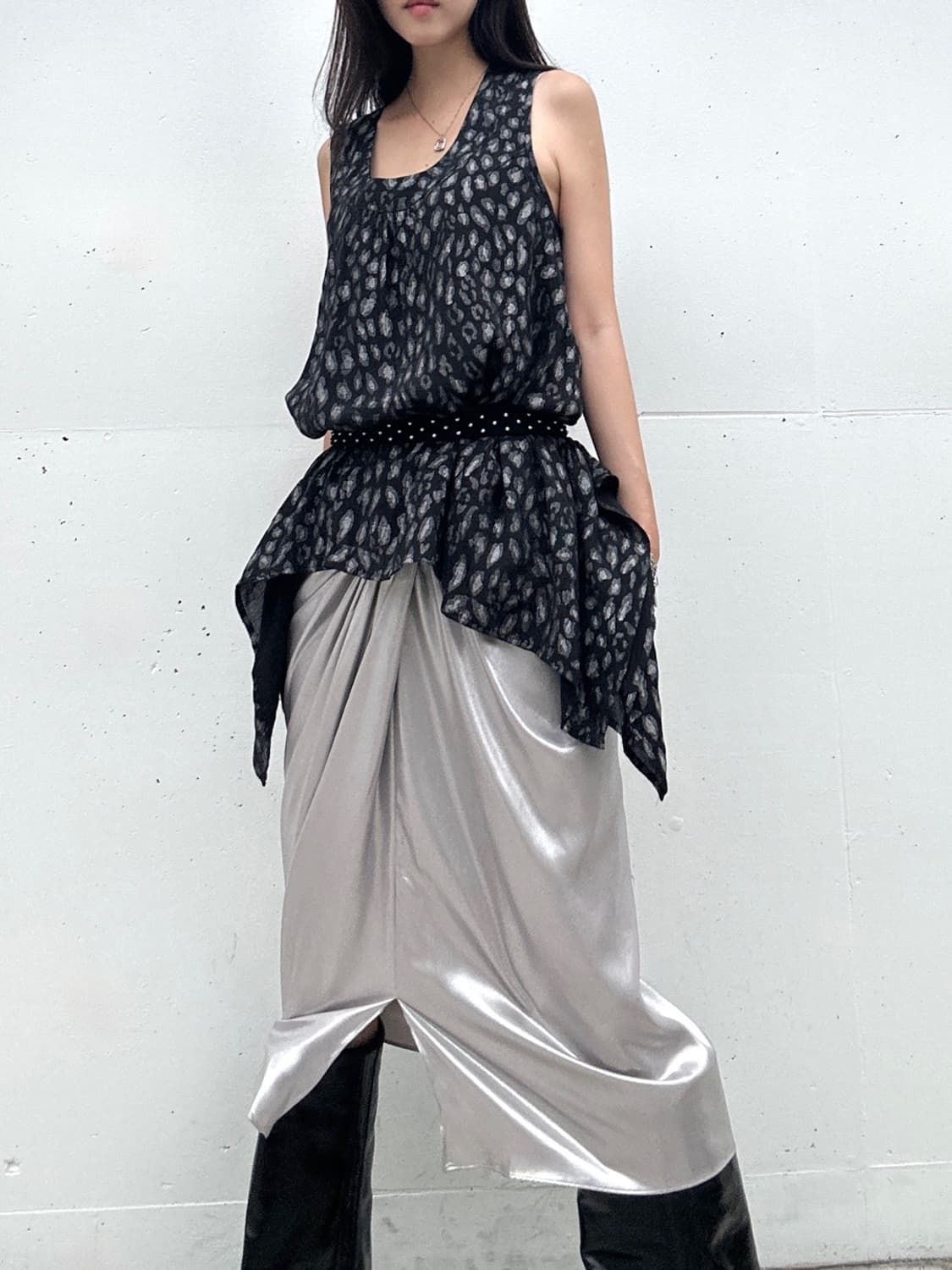 Animal pattern sleeveless / black 상품이미지4