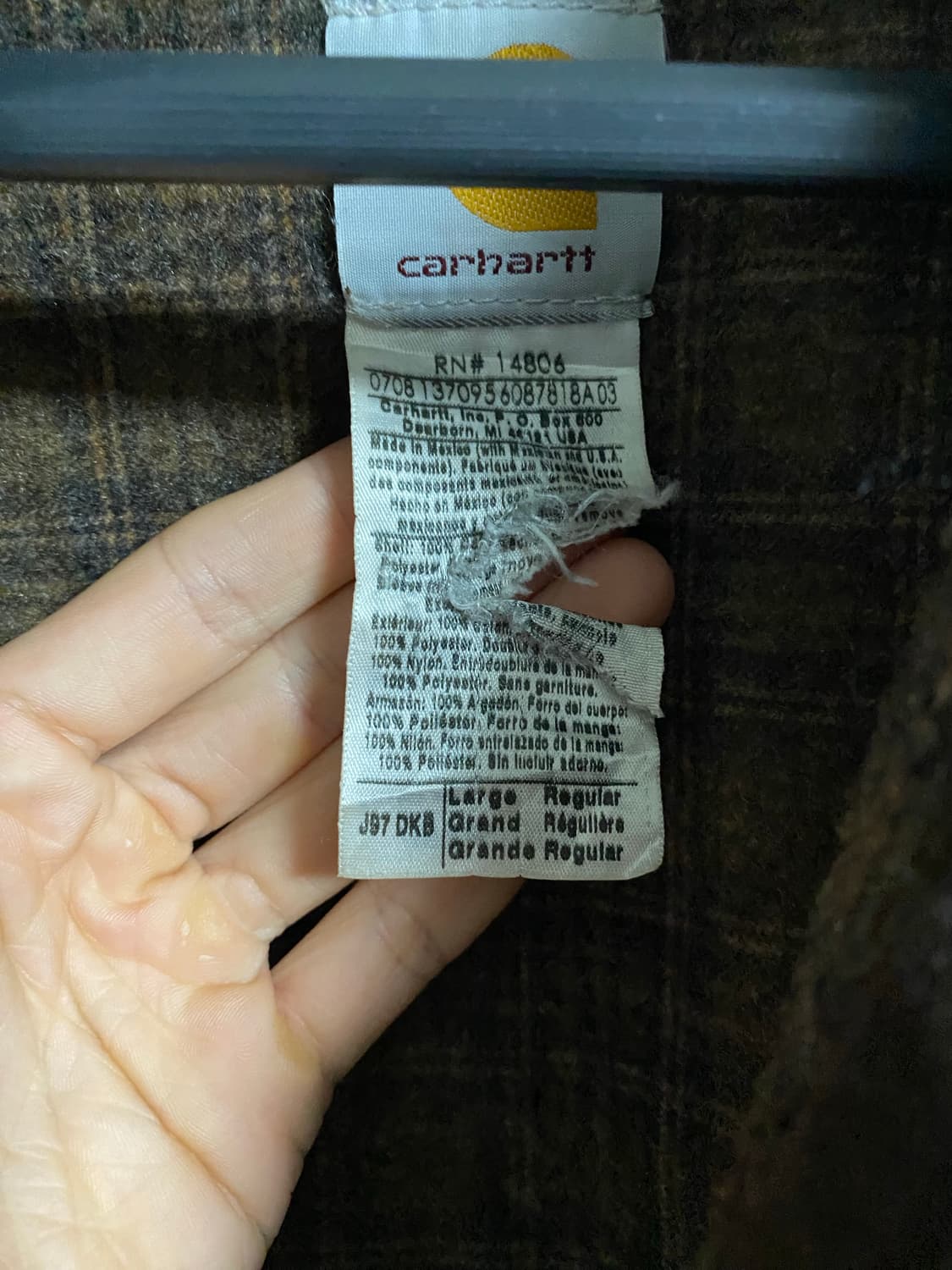 칼하트 j97 다크브라운 L 팝니다 상품이미지3