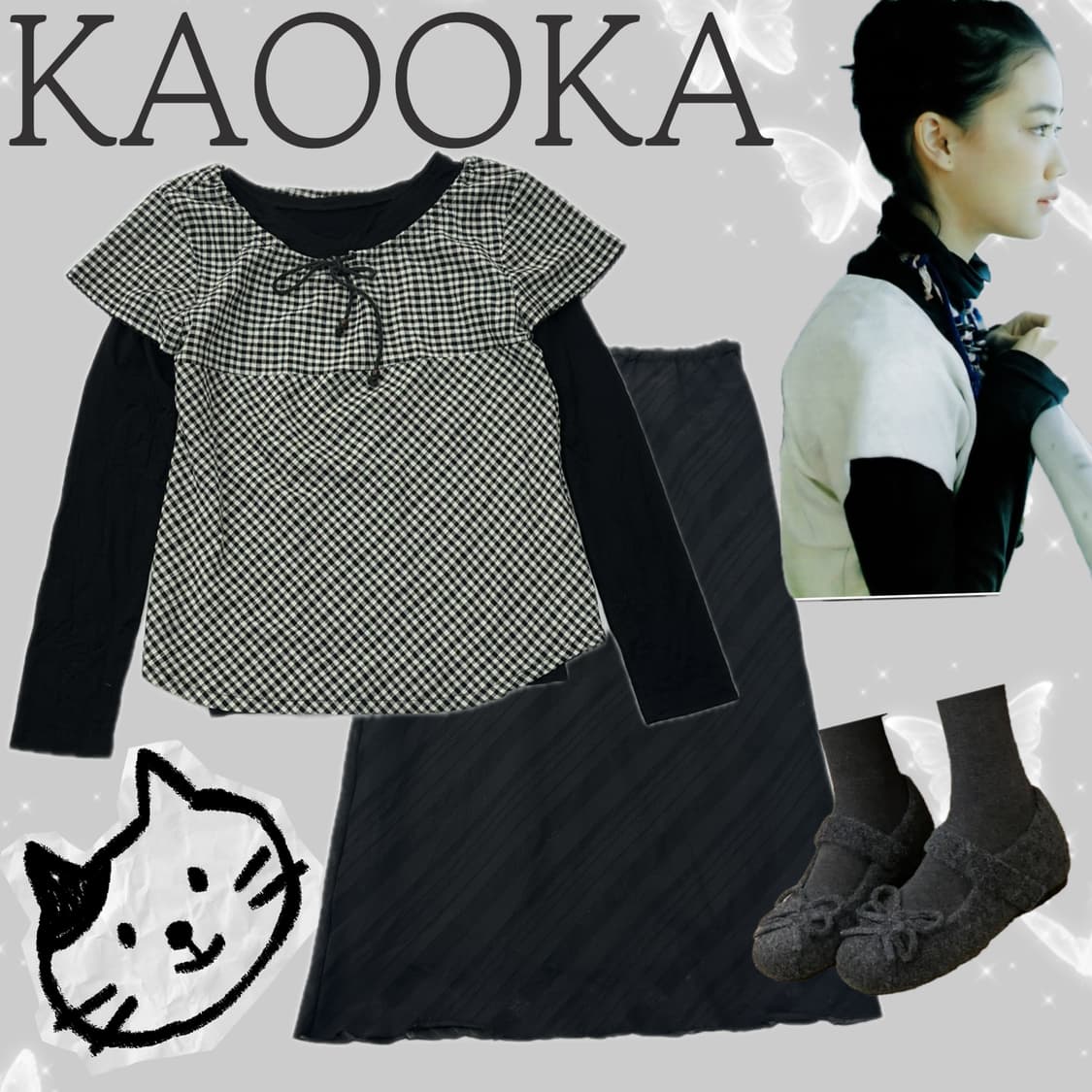 🐈‍⬛하구미의 검은 고양이 네로 코디세트🐈‍⬛ 레이어드 블라우스  상품이미지1