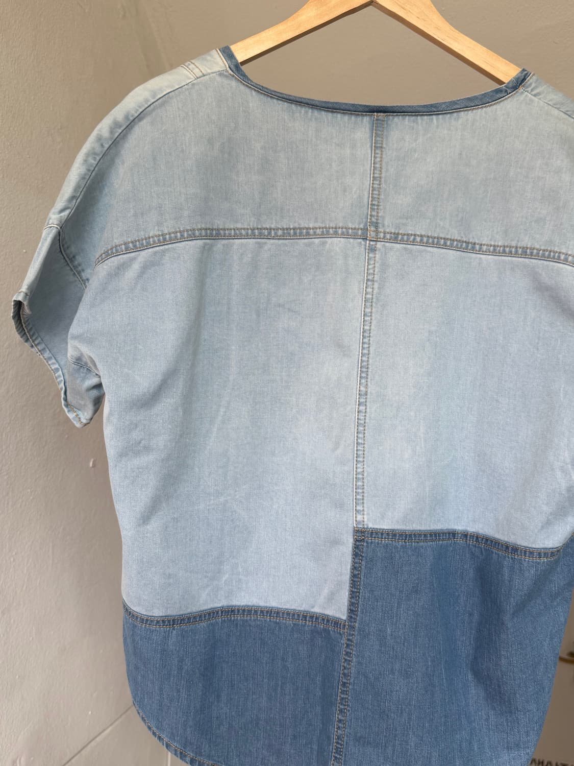 데님 패치워크 크롭 티셔츠 상품이미지6