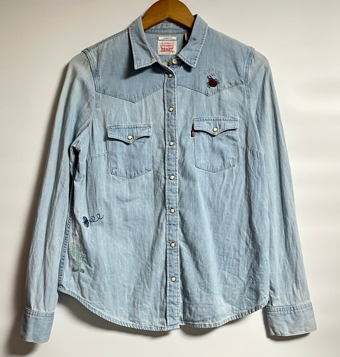 리바이스 자수 연청 웨스턴 데님 셔츠 남방 M 상품이미지1