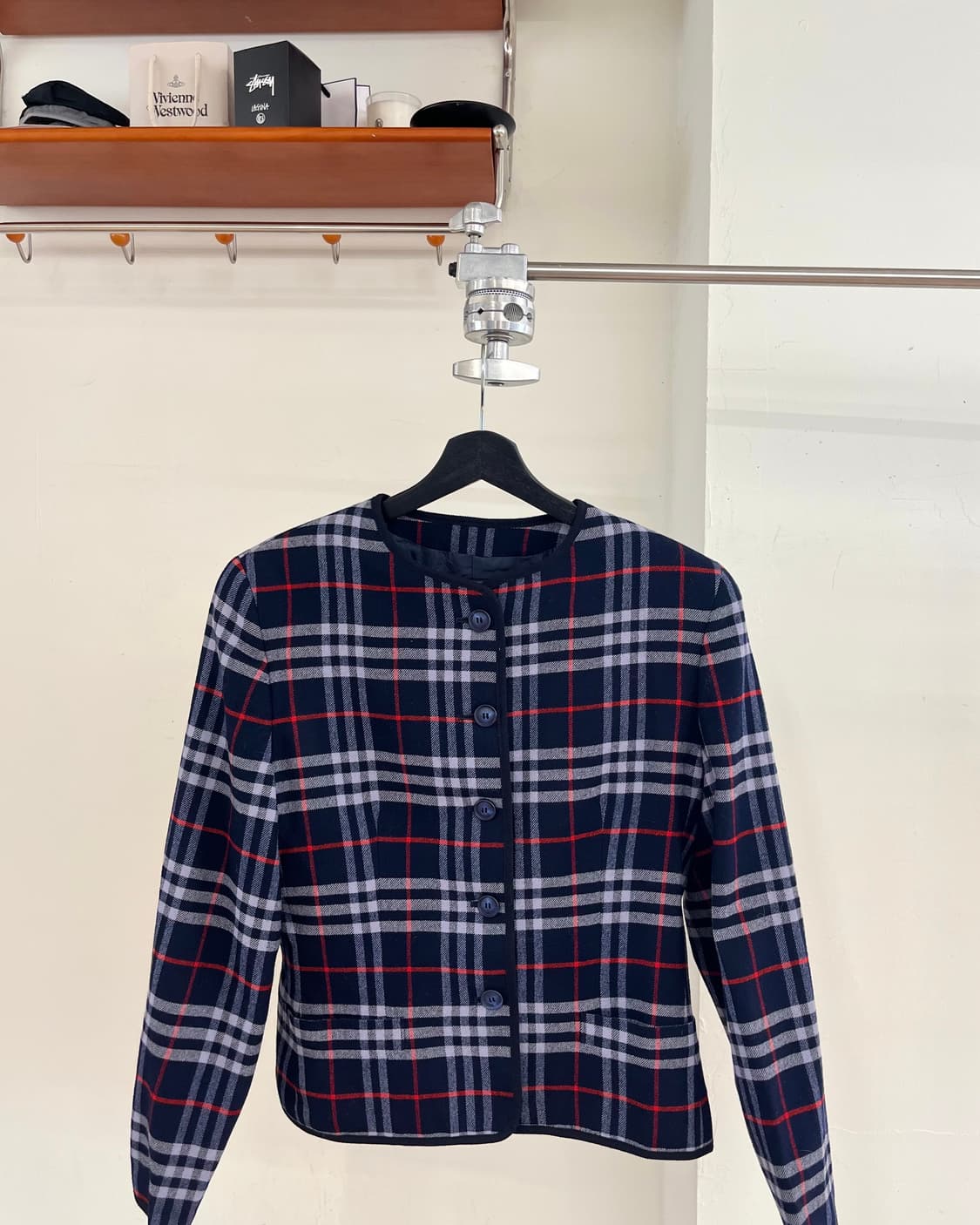 버버리 블루 플라드 울 자켓 상품이미지2