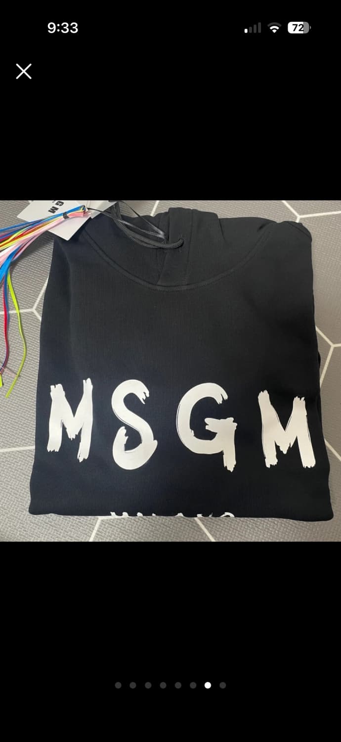 (새상품) MSGM 브러쉬 로고 후드티 블랙 상품이미지5