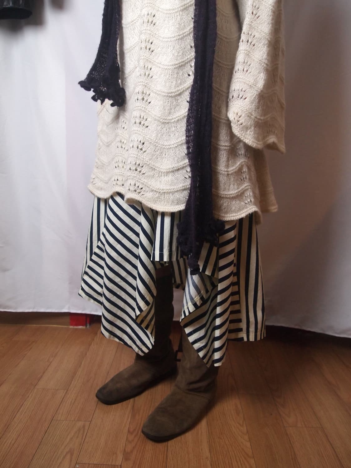 빈티지 스트라이프 언발란스 스커트 상품이미지1