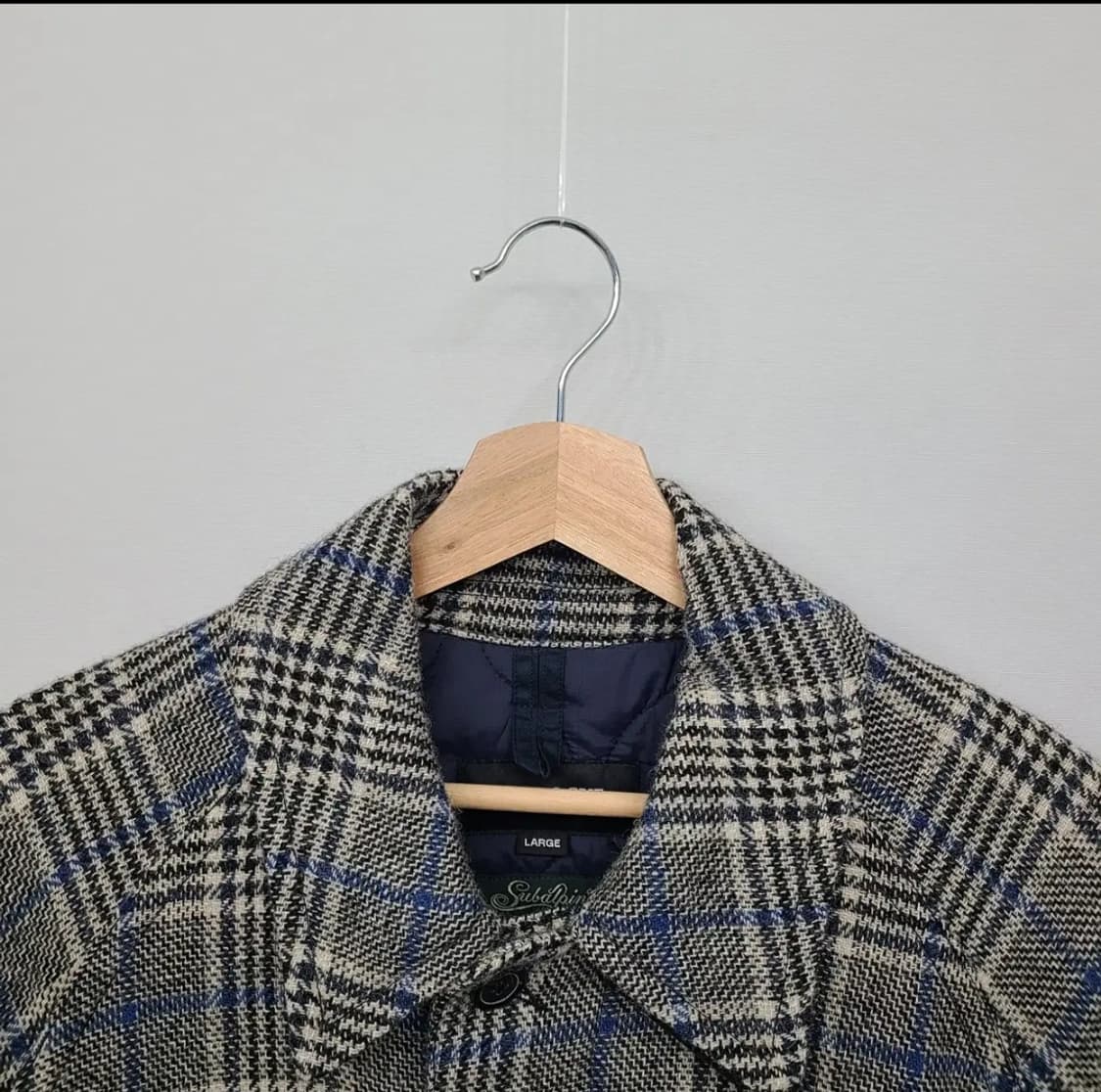 이스트로그 남성  버진울 발마칸 체크코트 베이지/블루 L 상품이미지5