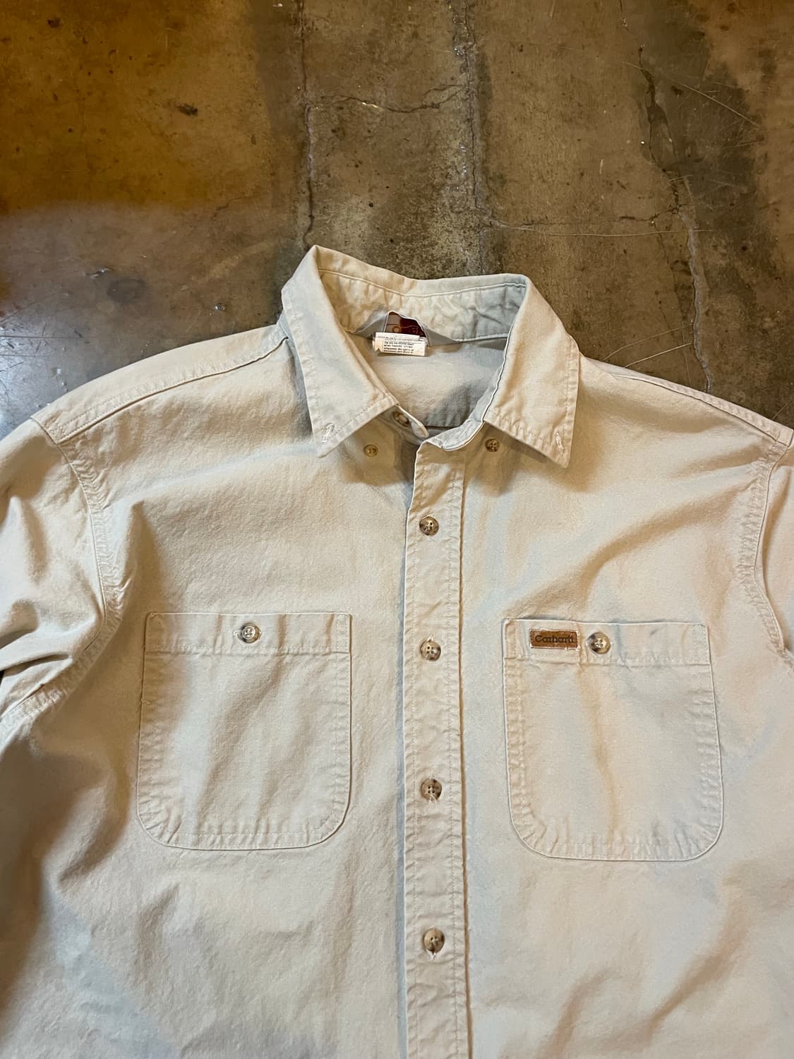 칼하트 레더 패치 워크 셔츠 연베이지 상품이미지2