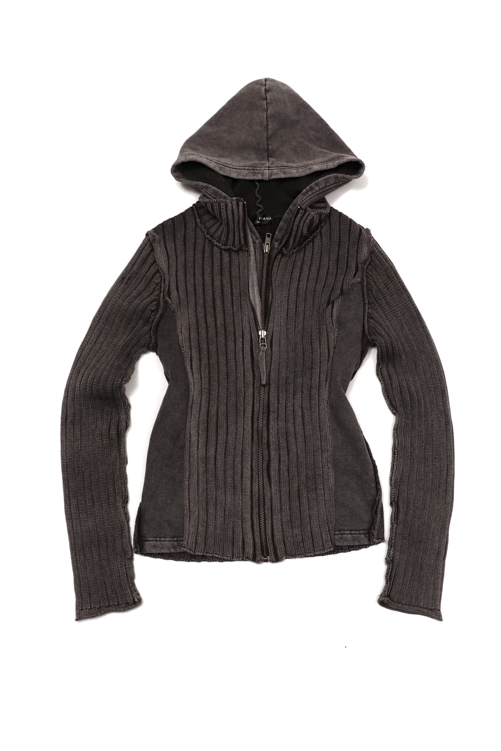 이중 레이어드 니트 후드 집업  상품이미지1