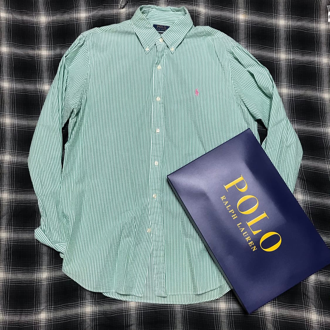 폴로 클래식핏 스트라이프 셔츠 극미중고 박스포함 상품이미지1